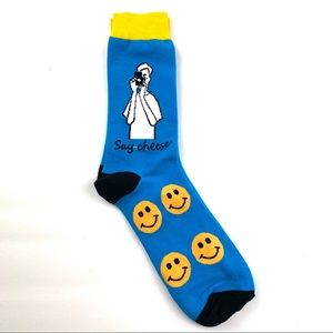 Mens Novelty Smiley Face Cotton Crew Dress Socks